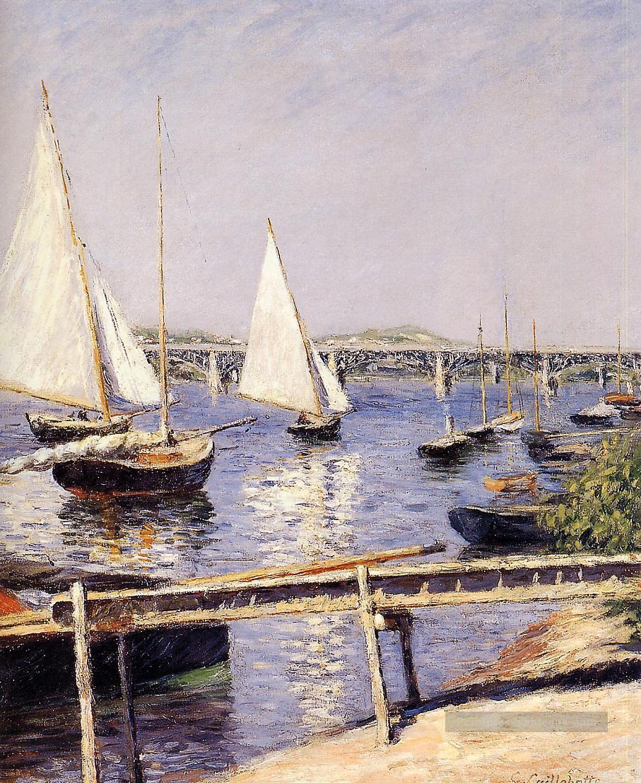 Voiliers à Argenteuil paysage marin Gustave Caillebotte Peintures à l'huile